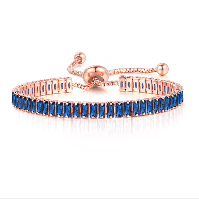 Simple Style Geometric Copper Inlay Zircon Bracelets 1 Piece