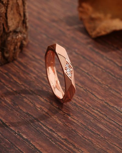 Basic Modern Style Simple Style Lingge Copper Plating Inlay Zircon 18K Gold Plated Rings