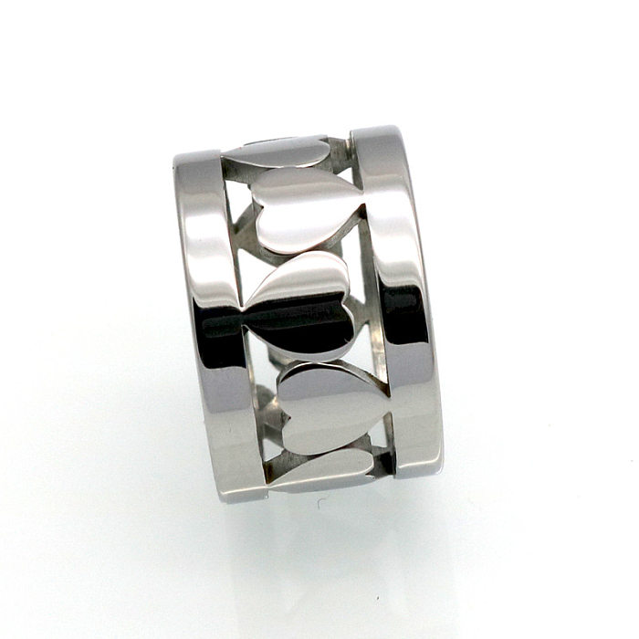 1 Piece Simple Style Heart Shape Titanium Steel Plating Rings