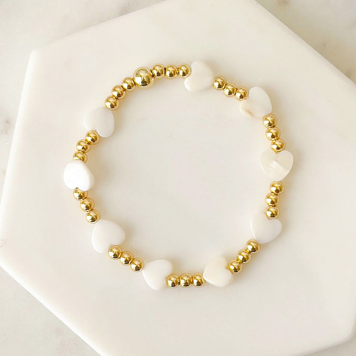 INS Style Heart Shape Shell Copper Plating 18K Gold Plated Bracelets