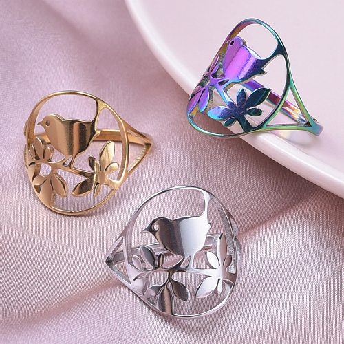 Wholesale Casual Bird Stainless Steel Open Rings