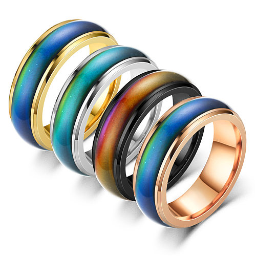 Anéis de aço inoxidável de bloco de cores de estilo simples Anéis de aço inoxidável de metal