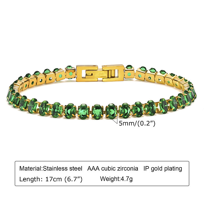 Collier de bracelets de Zircon d'incrustation de placage d'acier inoxydable de couleur unie de mode