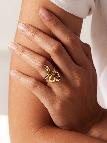 Anillo mismo europeo y americano, anillo de acero inoxidable de 18 quilates, anillo abierto en forma de serpiente, joyería de moda