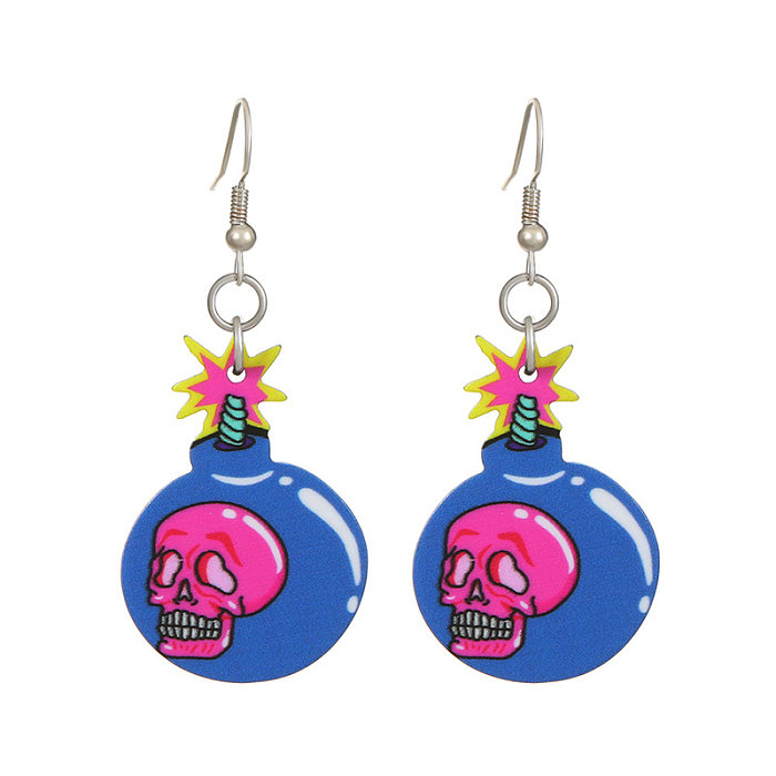 1 Piece 1 Pair Retro Funny Streetwear Heart Shape Skull Plating Arylic Copper 18K Gold Plated Gold Plated Silver Plated Drop Earrings Ear Clips Ear Studs