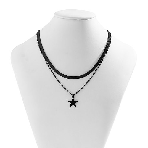 Mehrschichtige Halsketten mit Retro-Stern-Kupfer-Einbrennlack