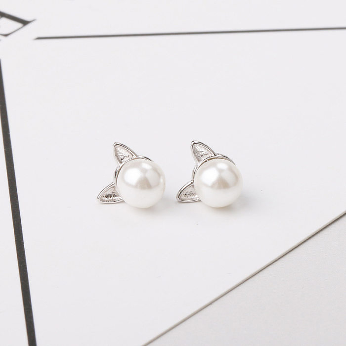Collier de boucles d'oreilles en perles artificielles avec incrustation de cuivre d'animaux mignons