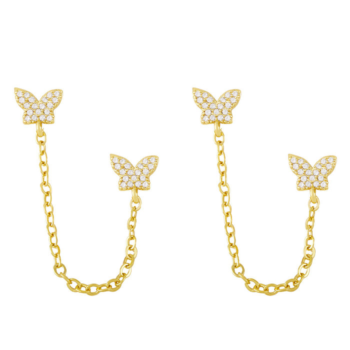 Herz Schmetterling Ohrringe Ins Europäische Und Amerikanische Ornament Weibliche Kreative Retro Diamanten Paar Ohrstecker Ohrringe Ery10