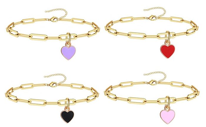 Bracelets de Cheville en Acier Inoxydable en Forme de Coeur à la Mode 1 Pièce