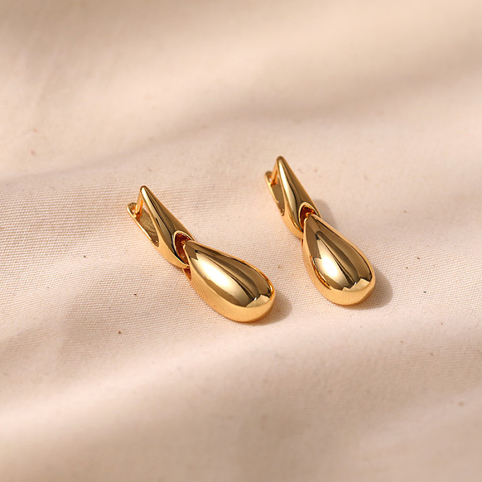 1 Pair Lady Water Droplets Plating Copper Drop Earrings