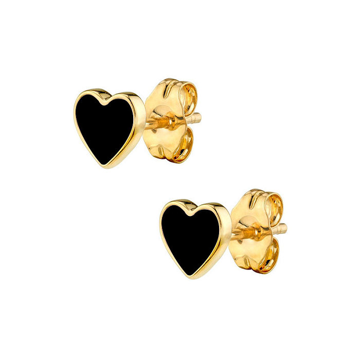 Retro Moon Heart Shape Smiley Face Copper Earrings Enamel Plating Zircon Copper Earrings