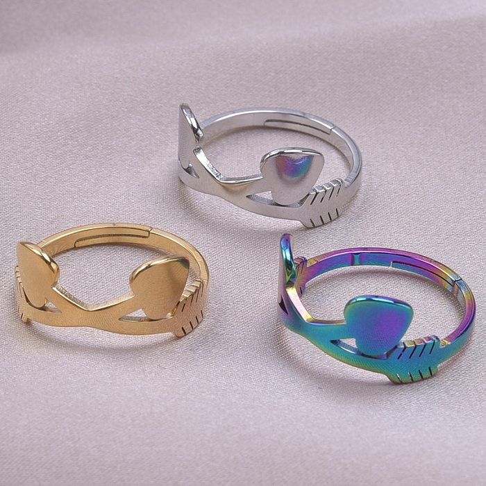 Beach Solid Color Stainless Steel Plating Gold Plated Rings