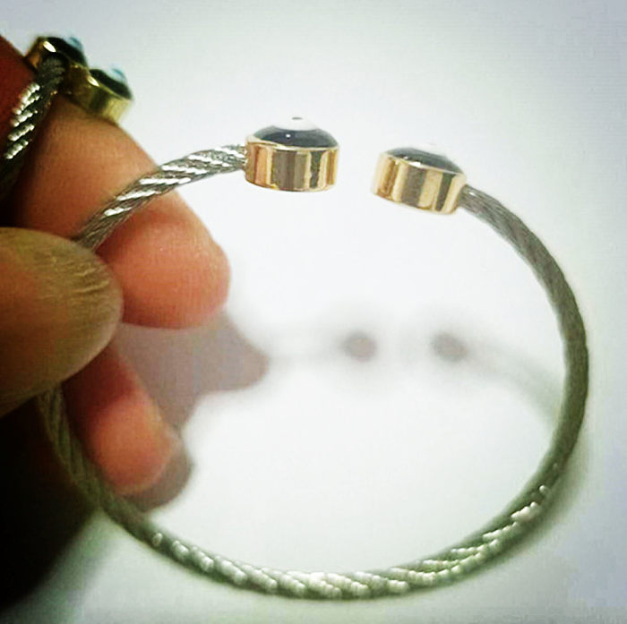 Retro Simple Style Devil'S Eye Stainless Steel Copper Epoxy Unisex Rings Bracelets