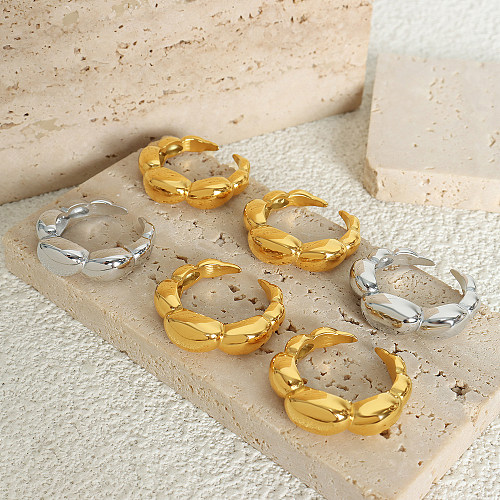 Anillos abiertos chapados en oro de titanio de 18 quilates con revestimiento de acero en forma simple de estilo C