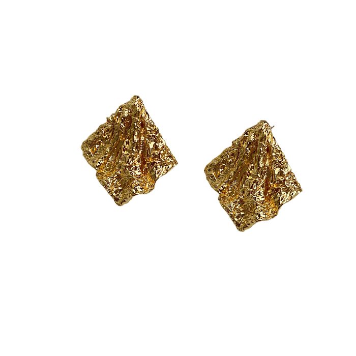 1 Pair Vintage Style Geometric Solid Color Plating Brass Gold Plated Ear Studs