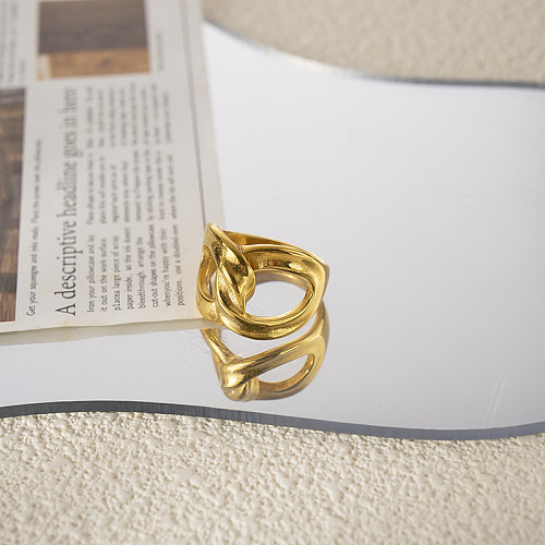 Anéis banhados a ouro com revestimento de aço inoxidável de cor sólida estilo simples de férias por atacado