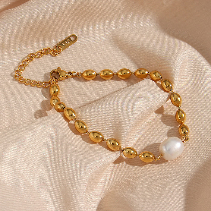 Retro geometrische Edelstahl-Halsketten-Perlen-Überzug-Edelstahl-Halsketten