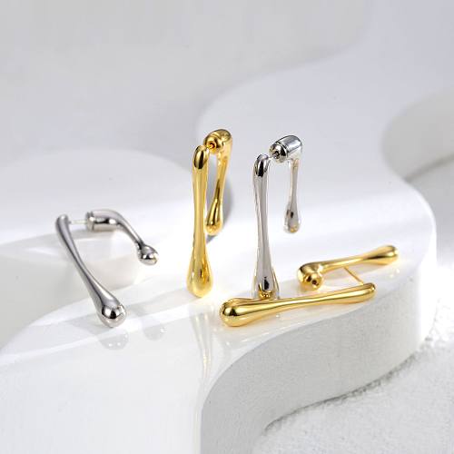 Simple Style Solid Color Copper Plating Ear Studs 1 Pair