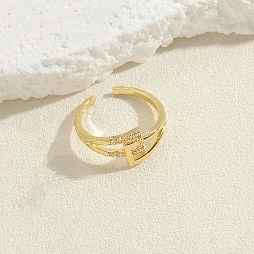 Elegant Heart Shape Copper Plating Inlay Copper Zircon 14K Gold Plated Rings