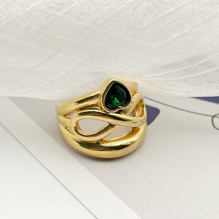 Fashion Infinity Heart Shape Stainless Steel Plating Zircon Rings