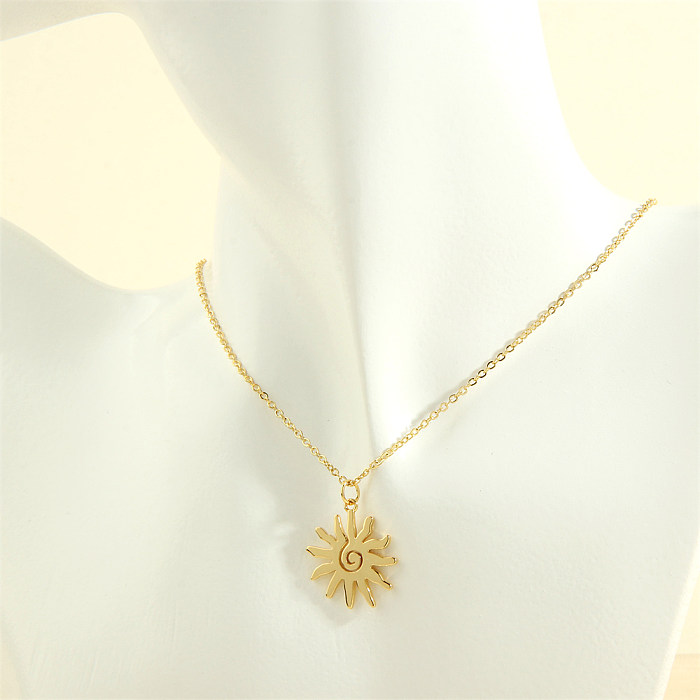 Simple Style Sun Copper 18K Gold Plated Pendant Necklace In Bulk