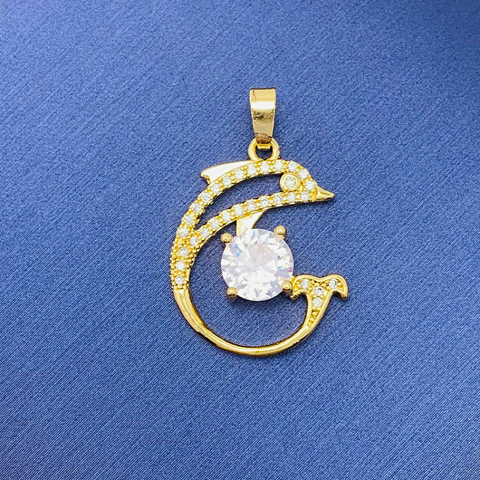 Simple Style Swan Heart Shape Butterfly Copper Irregular Rhinestones Opal Pendant Necklace