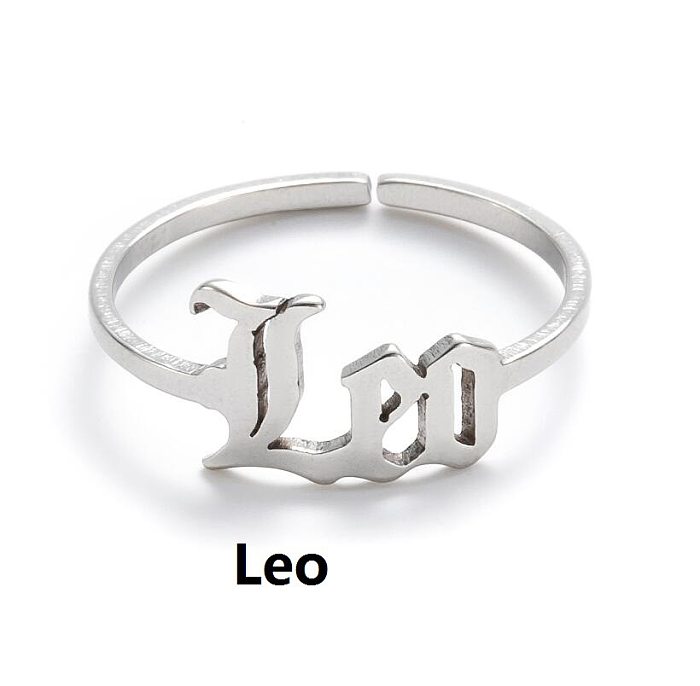 1 Piece Retro Letter Stainless Steel Plating Open Ring