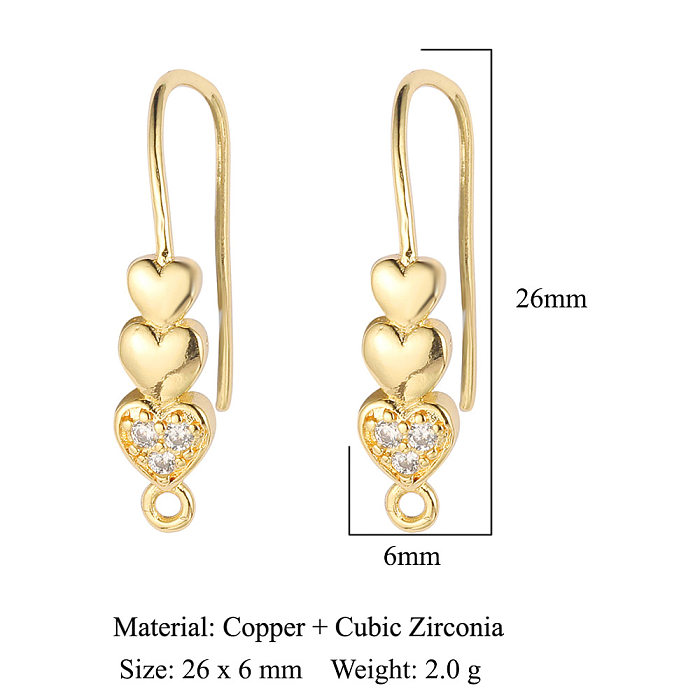 1 par feminino geométrico coração forma incrustação de cobre pedras preciosas artificiais brincos