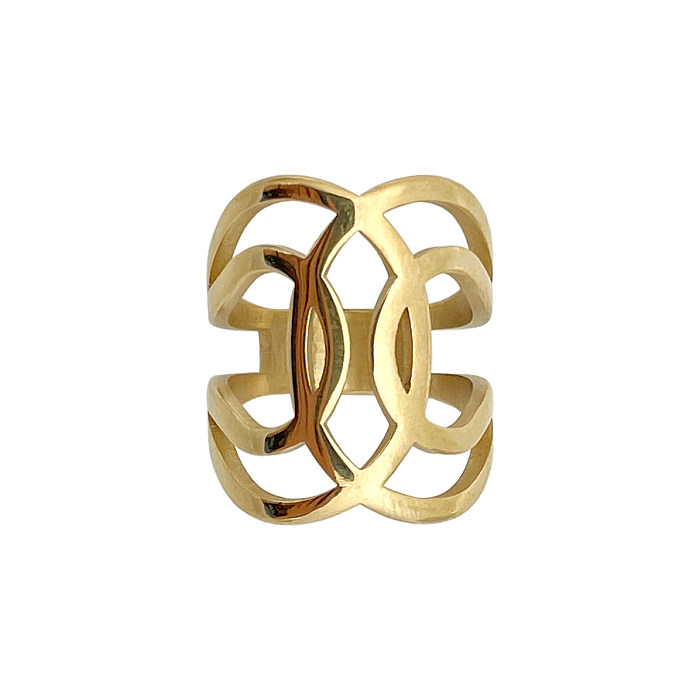 Artistic Solid Color Stainless Steel Gold Plated Wide Band Ring In Bulk