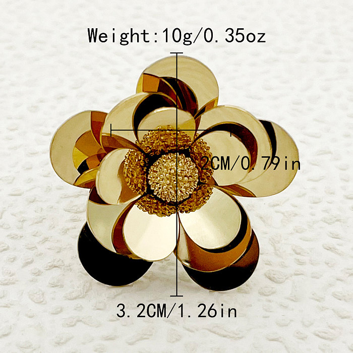 Vintage Style Commute Flower Stainless Steel Plating Gold Plated Open Rings