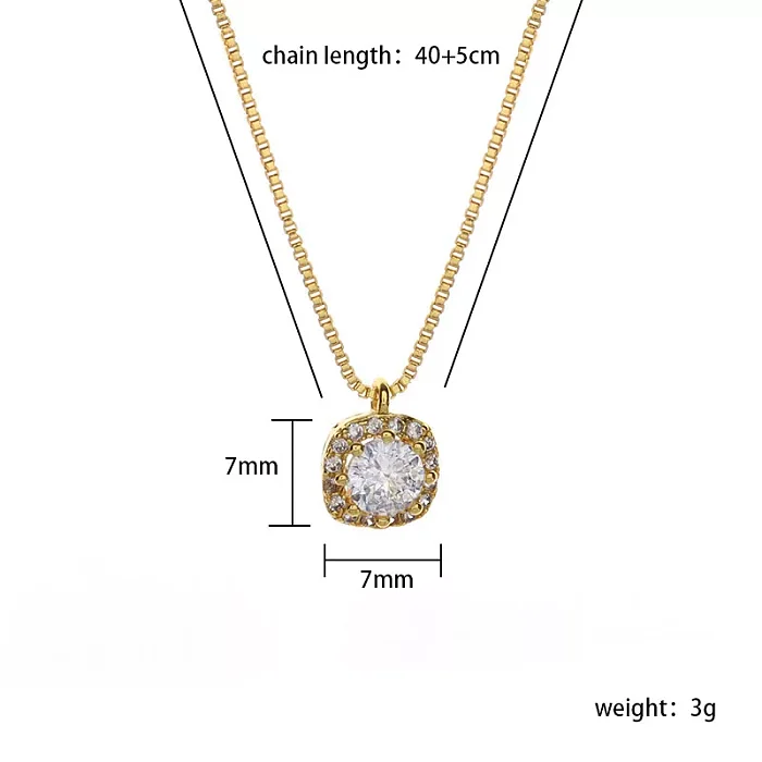 Simple Style Commute Round Copper White Gold Plated Gold Plated Zircon Pendant Necklace In Bulk
