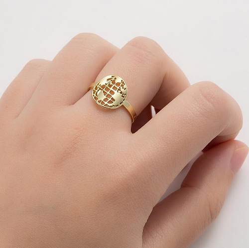 Modern Style Geometric Stainless Steel Irregular Plating Open Rings