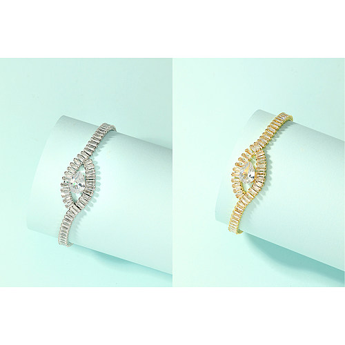Bracelets luxueux en cuivre plaqué or blanc 18 carats, style Simple et brillant, en Zircon, en vrac