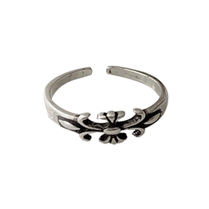 Anel cruz não-desbotamento estilo frio nicho feminino luz luxo e simplicidade 925 anel de prata esterlina versátil anel de abertura