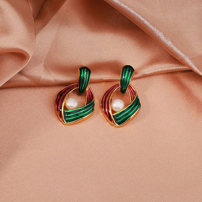 1 Pair Classical Retro Commute Geometric Plating Copper 18K Gold Plated Ear Studs