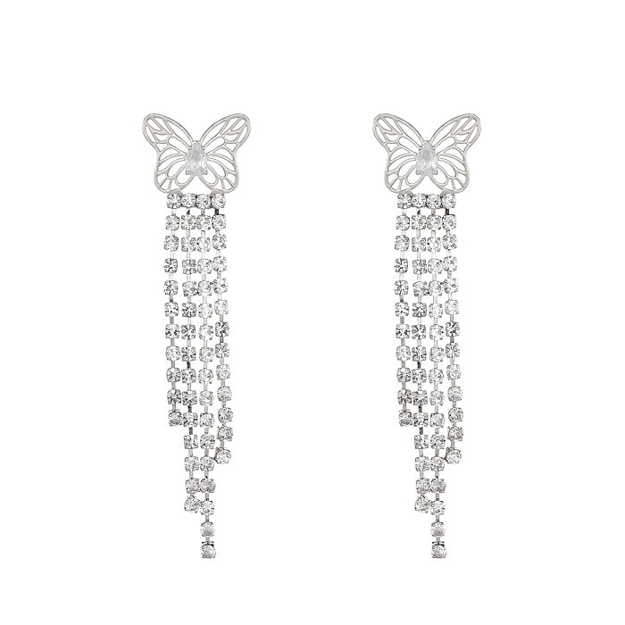 1 Pair Simple Style Shiny Butterfly Plating Copper 14K Gold Plated Silver Plated Dangling Earrings