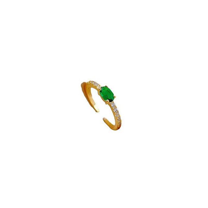 Offene Ringe im modernen Stil mit ovaler Messingbeschichtung, künstlichen Edelsteinen und vergoldeten offenen Ringen
