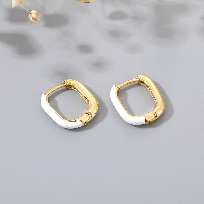 New Style U-Shaped Color Dripping Oil Copper Earrings