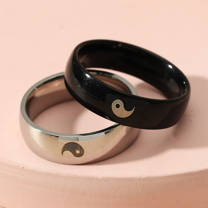 Mode Modeschmuck Edelstahl Yin Yang Auge Paar Ring