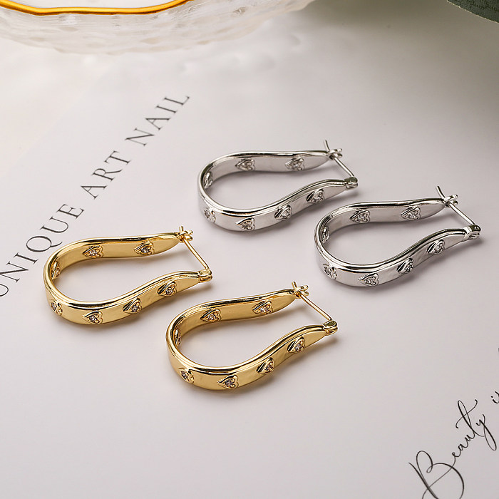 1 Pair Simple Style Commute Solid Color Inlay Copper Zircon Earrings