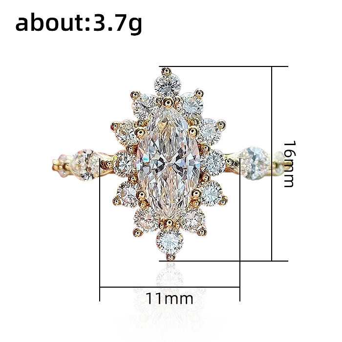 Fashion Flower Copper Rings Inlay Zircon Copper Rings