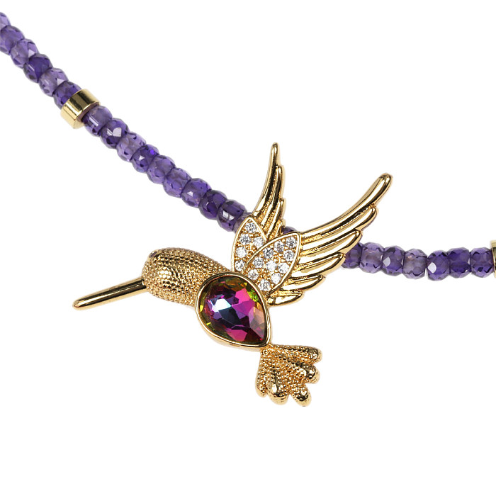 Fashion Bird Copper Pendant Necklace Plating Zircon Copper Necklaces
