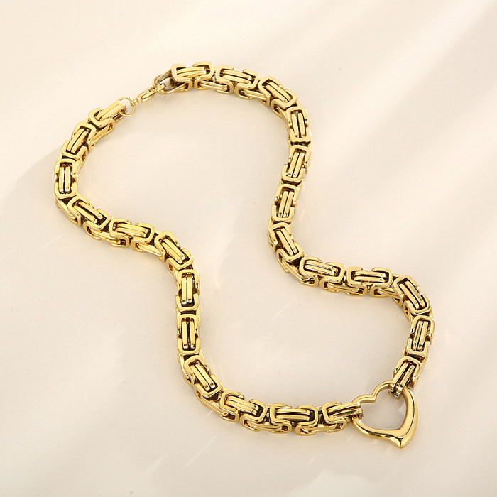 Schlichter Stil, herzförmige Halskette mit ausgehöhlten Armbändern aus Edelstahl