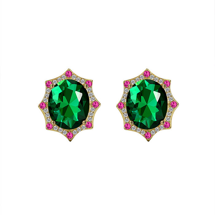 1 Pair Glam Geometric Copper Inlay Zircon Earrings