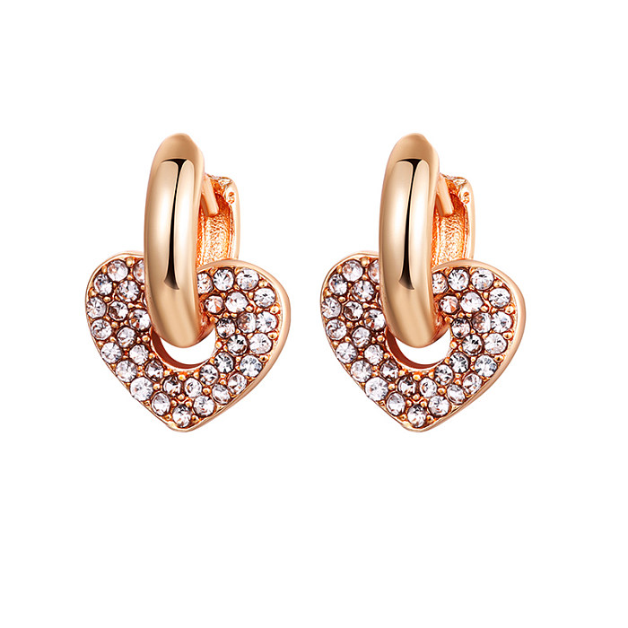 Mode-Herz-Form-Kupfer-Tropfen-Ohrringe Vergoldete Zirkon-Kupfer-Ohrringe