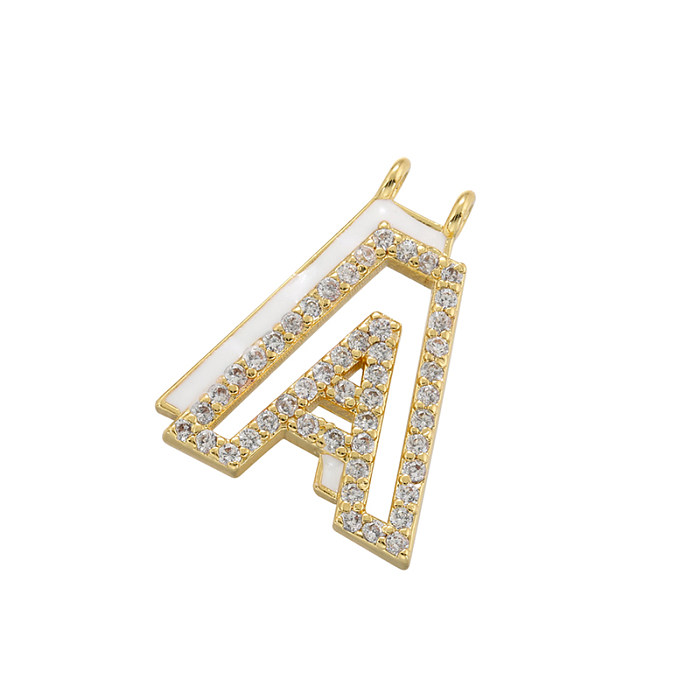 Collar con colgante chapado en oro de 18 quilates con incrustaciones de esmalte de cobre y letras de estilo simple y elegante informal
