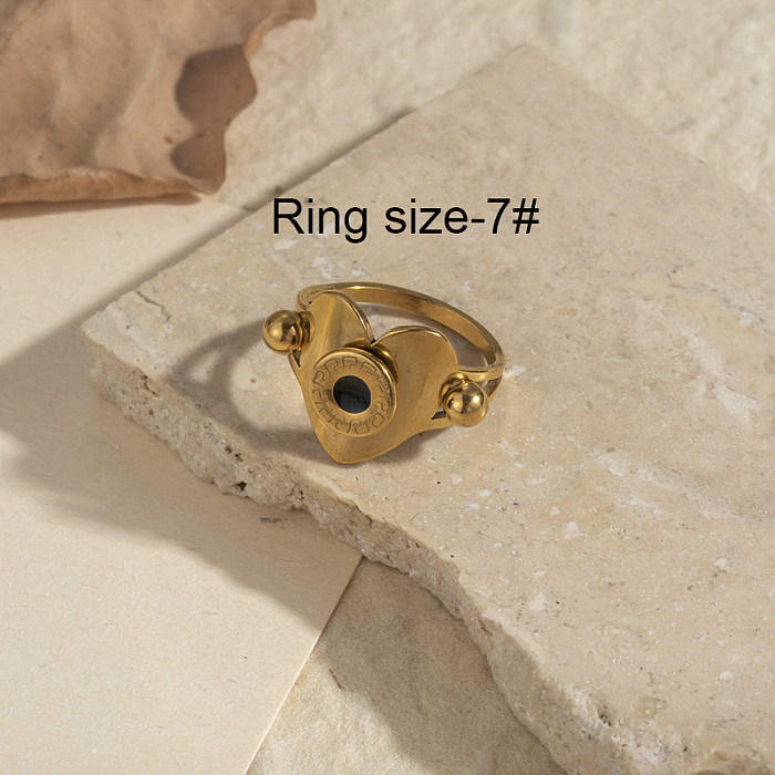 IG Style Four Leaf Clover Round Heart Shape Stainless Steel 18K Gold Plated Rhinestones Rings In Bulk