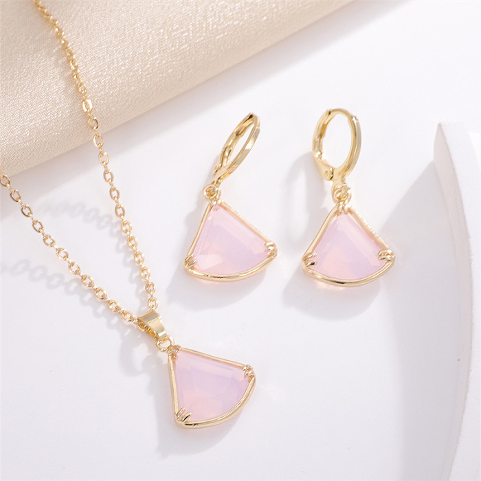 Collar de pendientes de cristal con incrustaciones de cobre geométricas triangulares de estilo coreano, estilo Simple y dulce