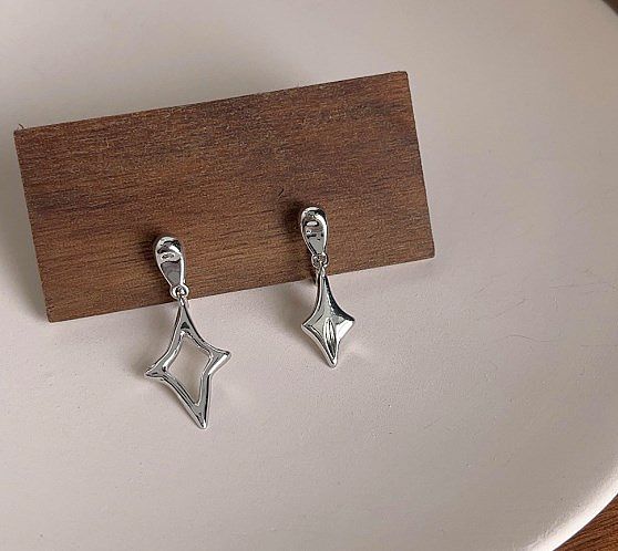1 Pair Streetwear Star Plating Copper Drop Earrings