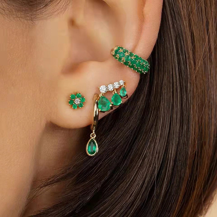 1 Pair Sweet Water Droplets Plating Inlay Copper Zircon Drop Earrings